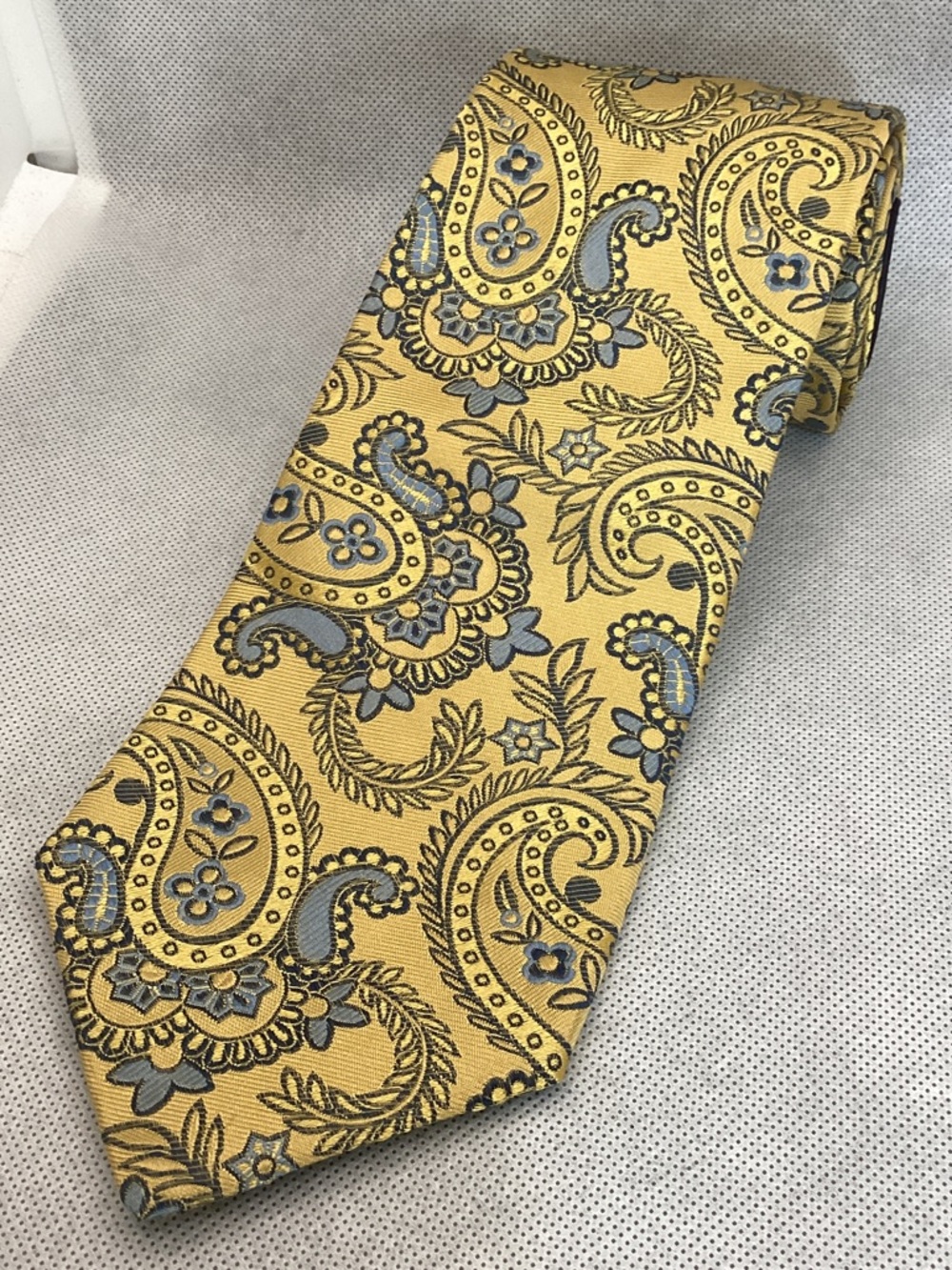 Tommy Hilfiger Yellow Paisley Tie with Blue Accents